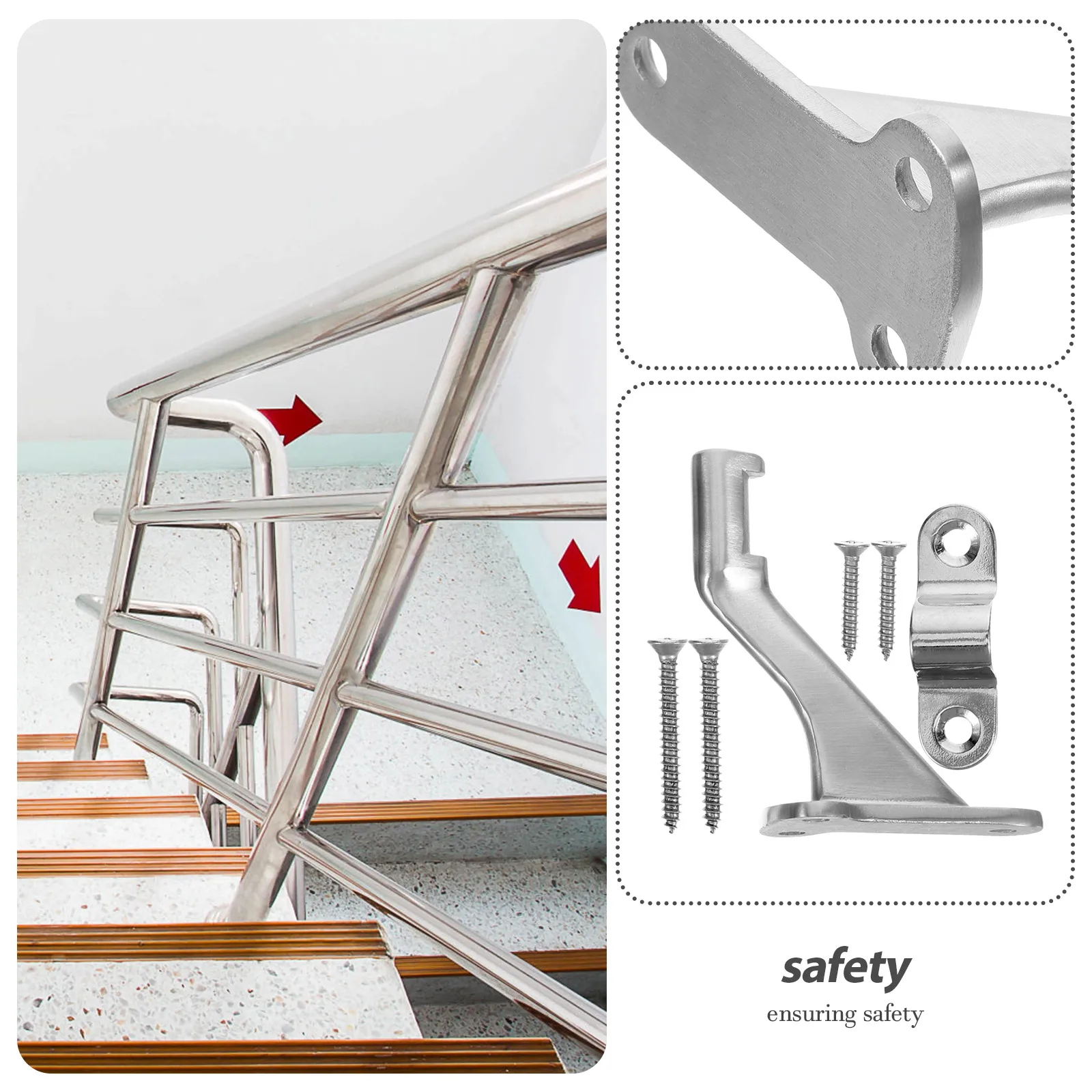 

Staircase Handrail Brackets Stainless Steel Durable Ideal for Home Office Hotel Indoor Outdoor Rails Connection Accessories