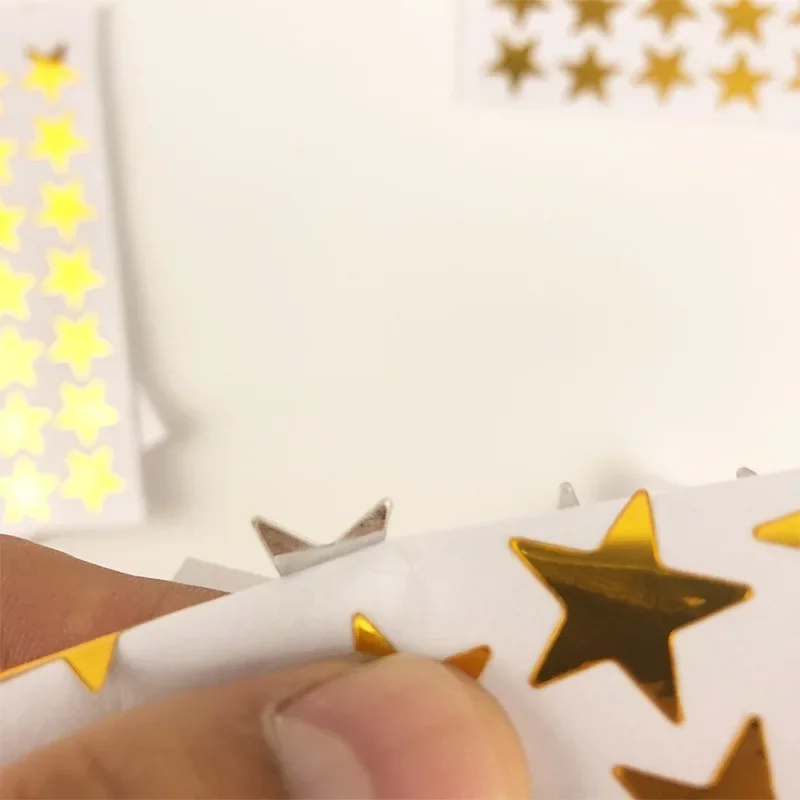 350pcs Mini Gold Silver Colorful Five-pointed Star Sticker Scrapbook Decor Materials Kindergarten Baby Rewards Thank You Sticker