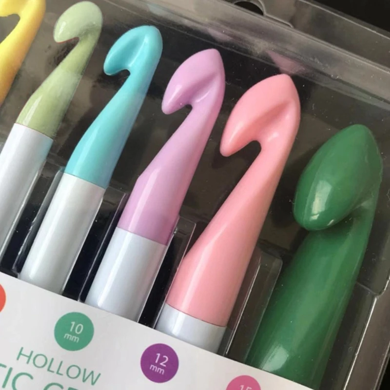 7 Pieces Huge Plastic Handle Crochet Hooks Set Large Size 7mm-20mm Colorful Sweater Knitting Needles Yarn Weave Drop shipping