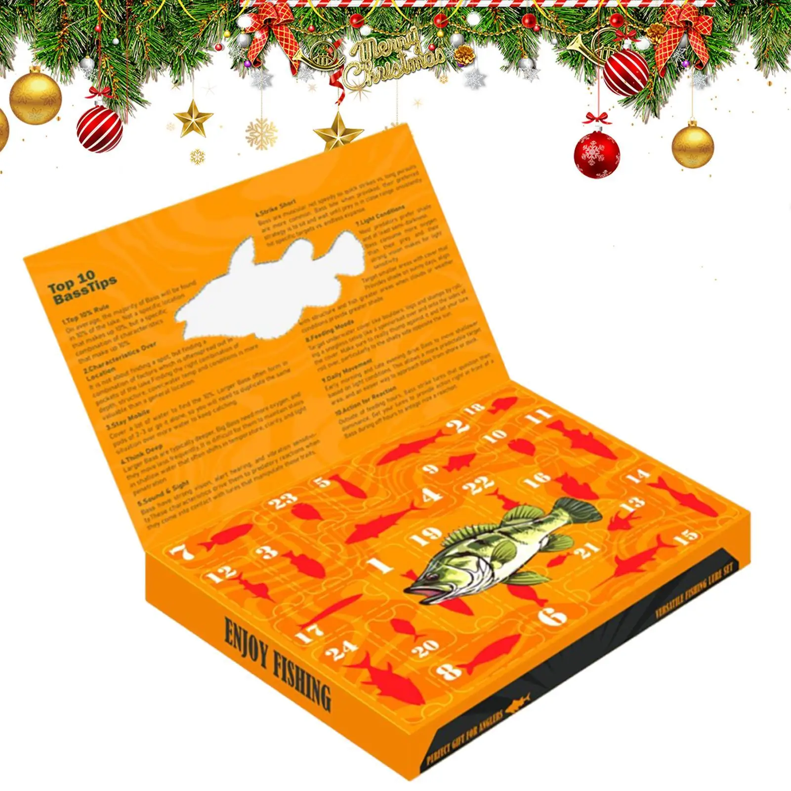 

Рождественская рыболовная приманка, календарь обратного отсчета, пресноводные реалистичные снасти, 24-дневный адвент, обратный отсчет с рыболовными приманками для семьи