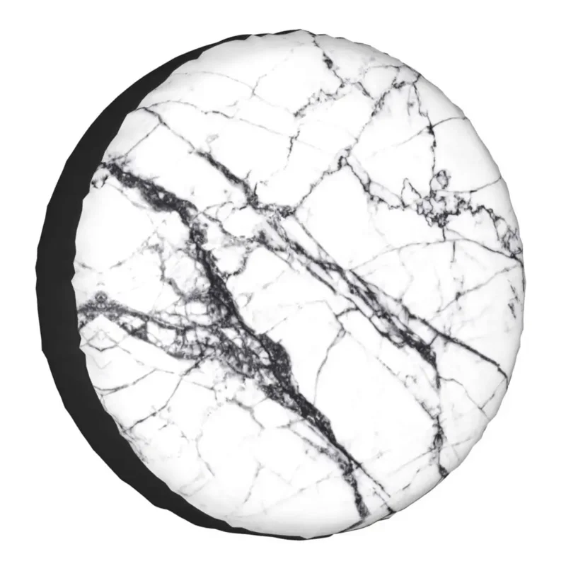 

Black And White Marble Texture Spare Wheel Tire Cover Case For Mitsubishi Pajero Morn Geometric Graphic Vehicle Accessories