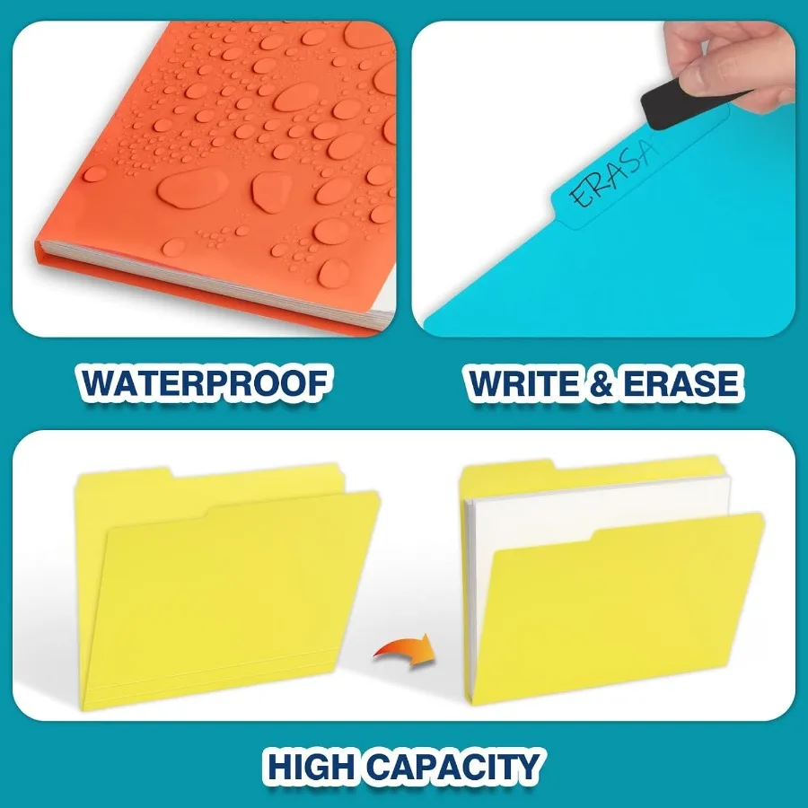 H4D 30팩 컬러 파일 폴더 플라스틱 마닐라 폴더 1/3 컷 탭 레터 사이즈 가정 학교 사무용품 문서용
