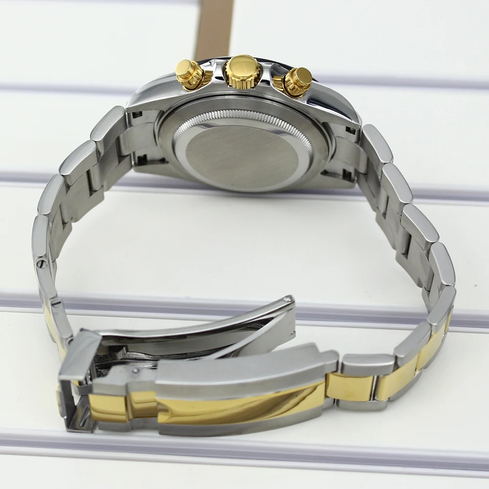 39mm Luxury Watch Case Bracelet With Sapphire Crystal For Seiko VK63A Movement VK63 Watch Accessory Repair Part Water Resistance