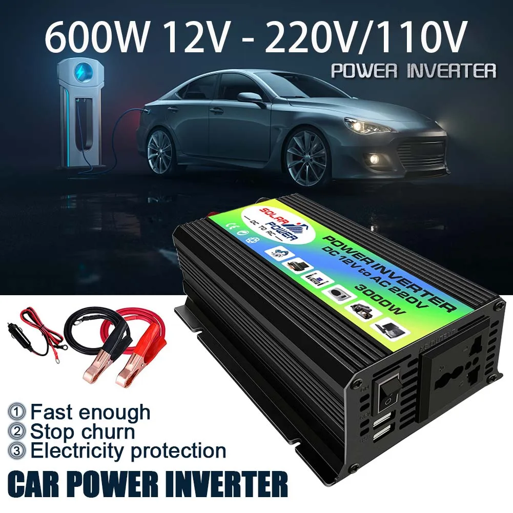 600W Converter 12V 220V / 110V /230V DC to AC Portable Car Power Inverter Charger Adapter Transformer Auto Accessories For Home