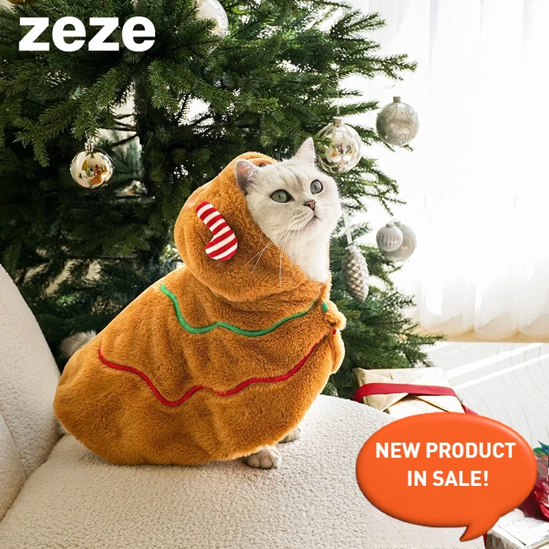 

zeze@ Winter Warm Fleece Thickened Cape for Dogs and Cats, Windproof, Chinese Famous Brand, Gingerbread Man