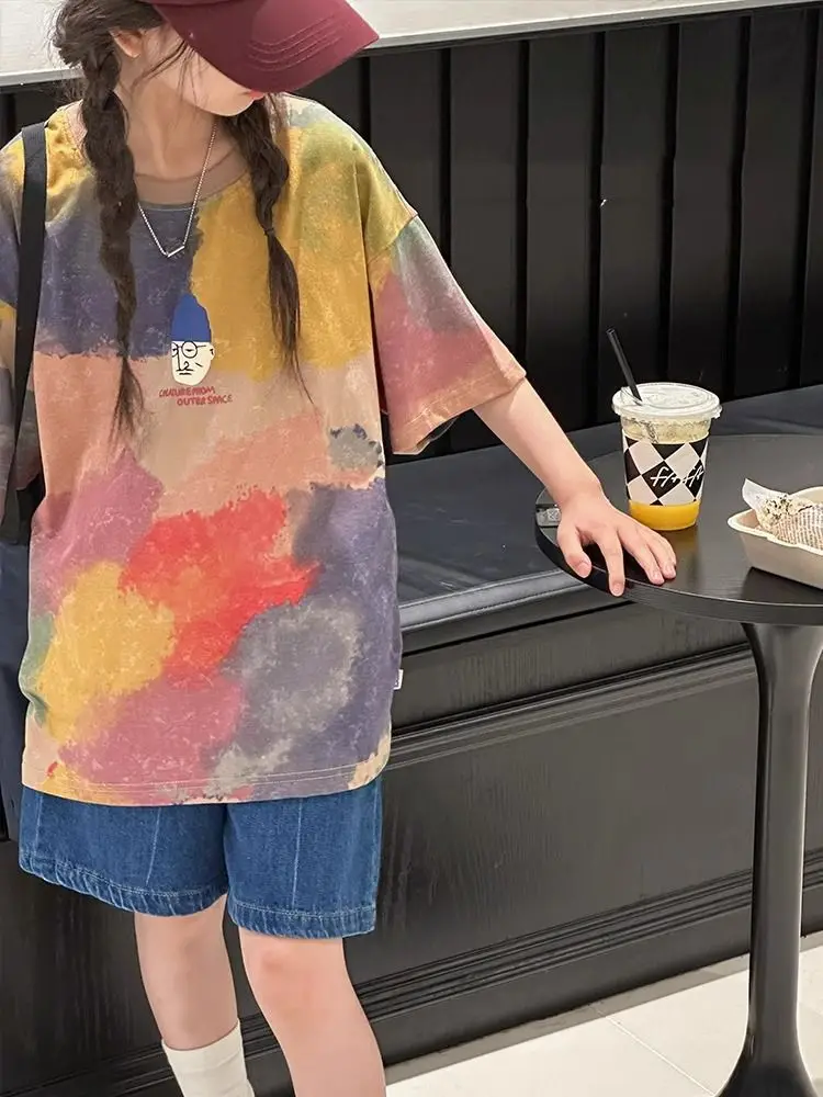 Boys T-shirt High Quality Kids Clothes Summer Cartoon Graffiti Printed Tees Short Sleeve Children Tops Trendy New Styles