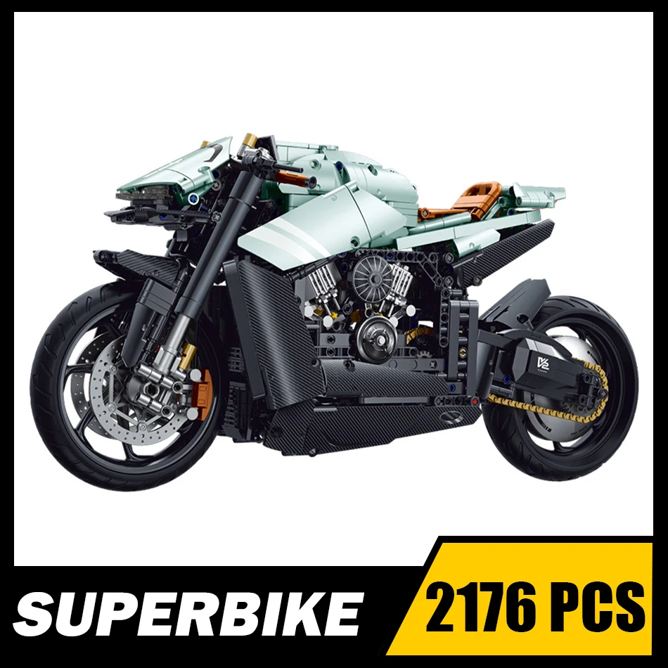 

2176 PCS MOC Technical Superbike Model Building Blocks City Speed Sport Racing Motorcycle Assembly Bricks Toys Boys Kids Gifts