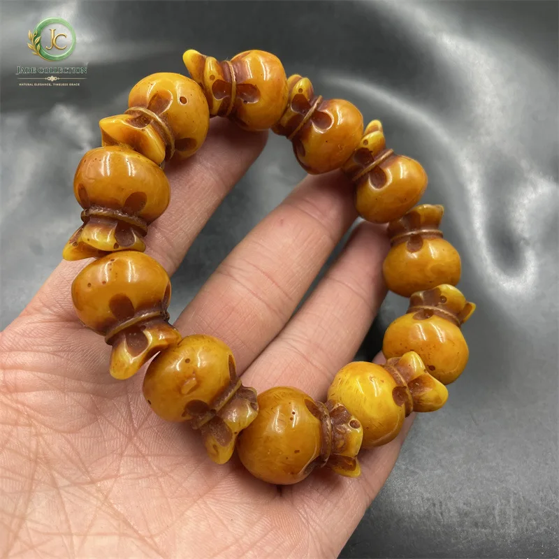 aged beeswax money bag bracelet amber beeswax lucky bag bracelet beeswax strings raw amber bracelet skin chicken oil strings