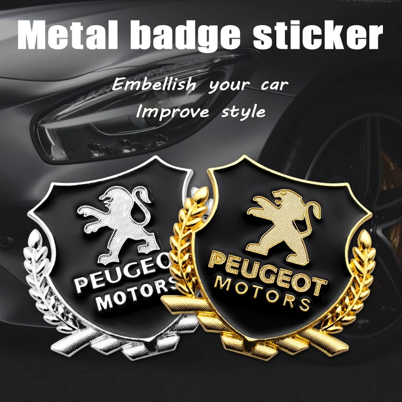 2pc 3D Metal Car Emblems Badge Stickers Decoration Decal for Peugeot 3008 208 407 406 4008 206 5008 308 307 301 Auto Accessories