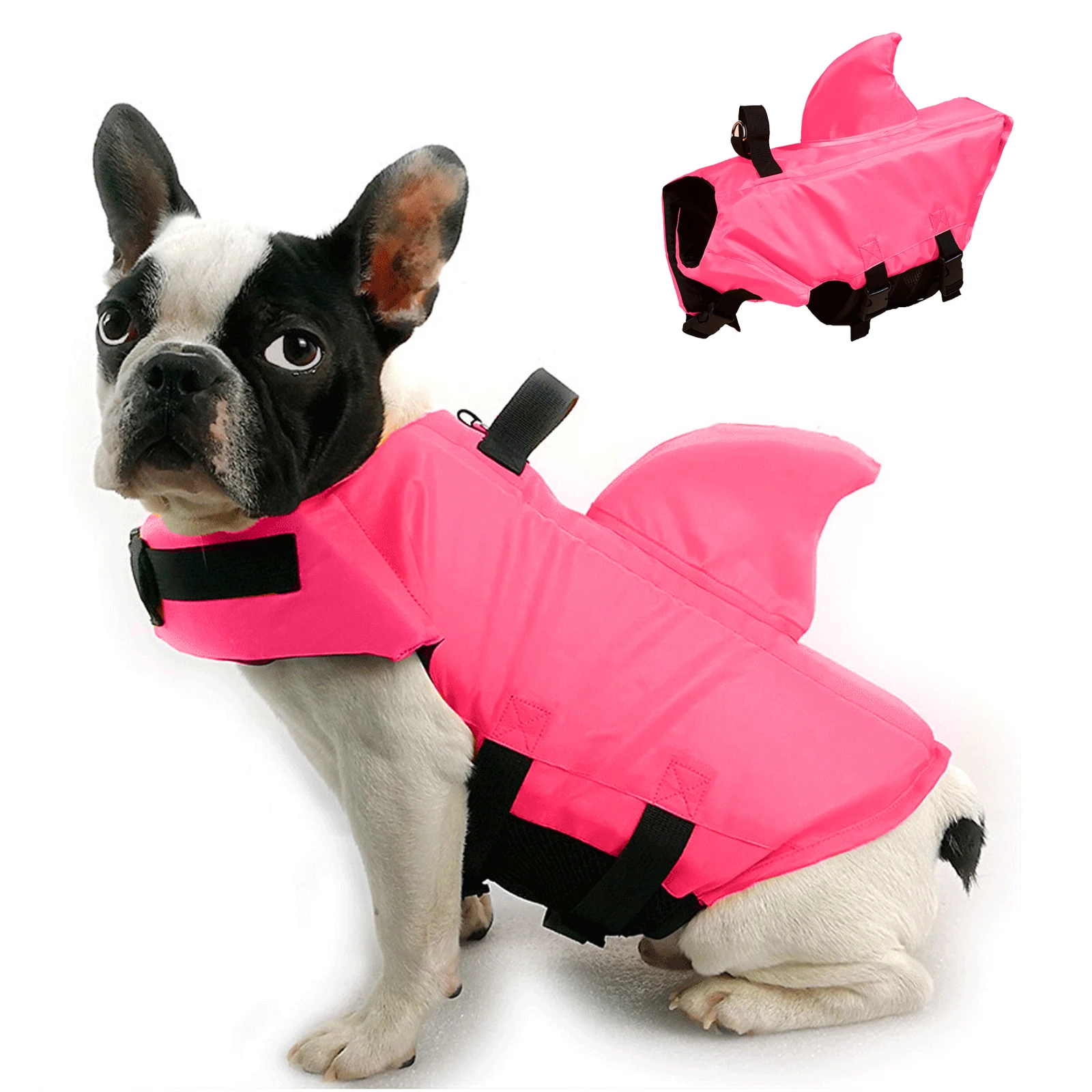 Dog Life Jacket Enhanced Buoyancy Small Dogs Shark Swimming Clothes Safety Vest with Handle for