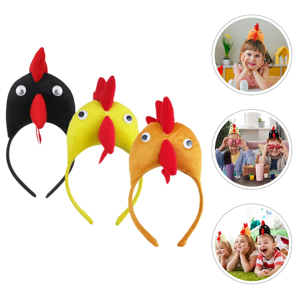 3 Pcs Headband Animal Headbands Bandanas Cosplay Pp Cotton Cartoon Rooster Easter Headdress Miss Child White