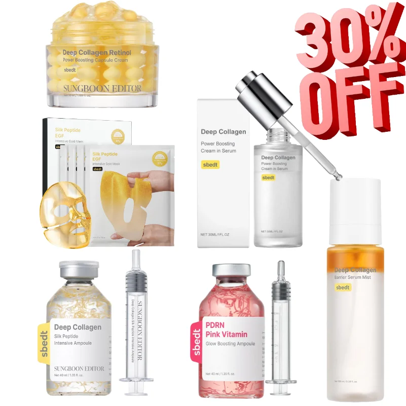 Multi‑Effect Korean Collagen Skin Care Set, Silk Peptide Intensive Ampoule & PDRN Glow Ampoule Retinol Boosting Cream Serum Mist