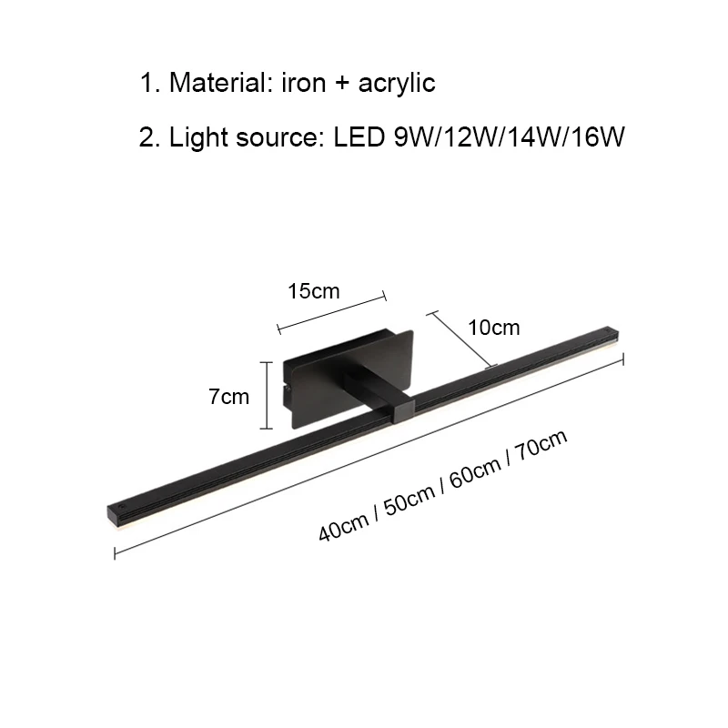 Imagem -06 - Luz Moderna da Parede do Banheiro Espelho de Luz 40cm 50cm 60cm 70cm Ac85265v Iluminação Interior Decoração do Quarto Arandelas do Quarto