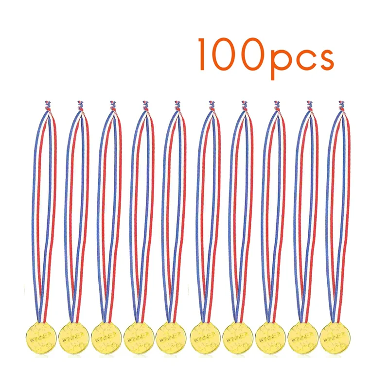 100 ชิ้นเด็กเหรียญเกมฟุตบอลเหรียญ Party Supplies โลหะกีฬาวันเด็ก Golden Award สําหรับบาสเกตบอลฟุตบอล