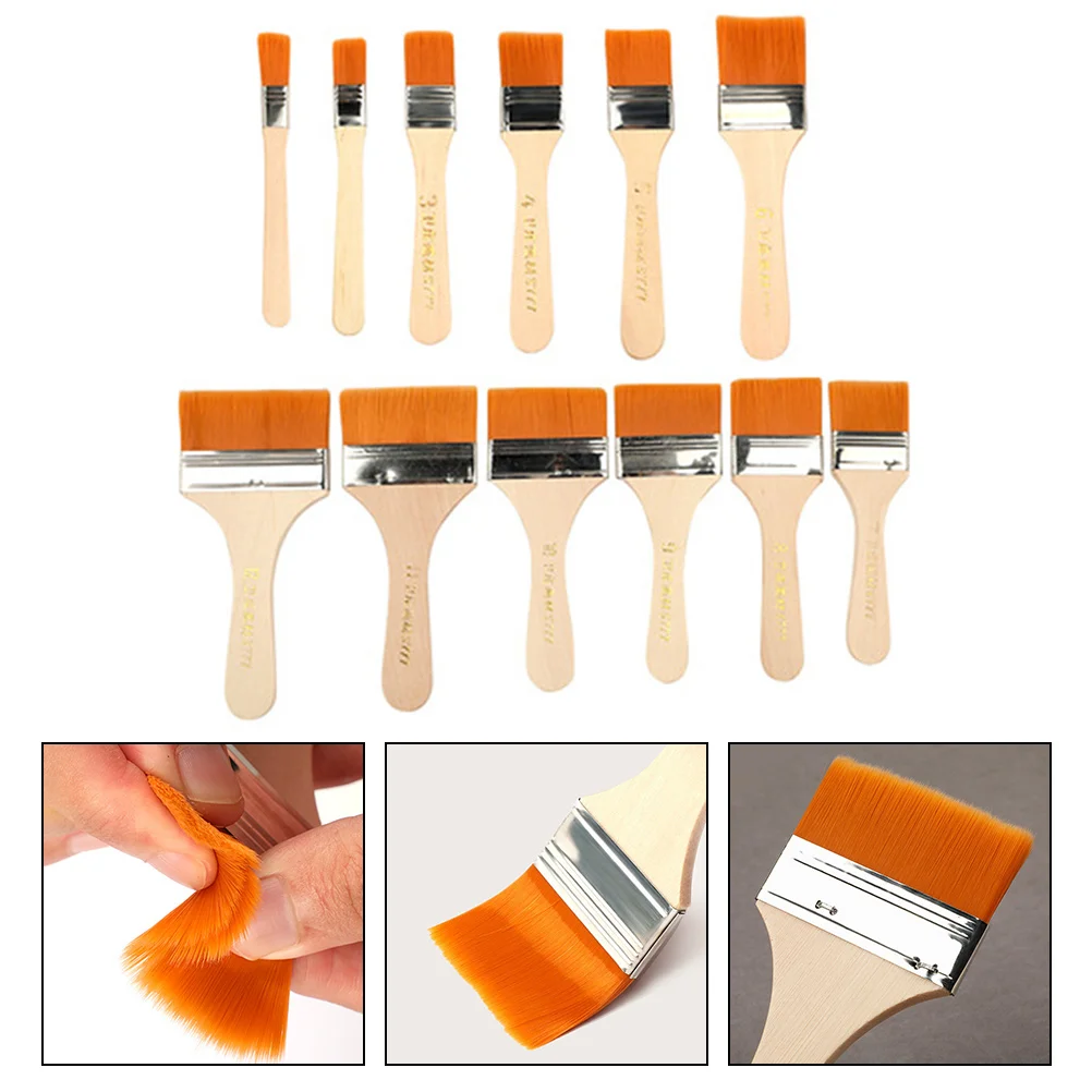 12 шт. кисти для рисования маслом с деревянной ручкой, детский набор акварельных красок для рисования, многофункциональные художественные принадлежности, деревянная ручка для рисования