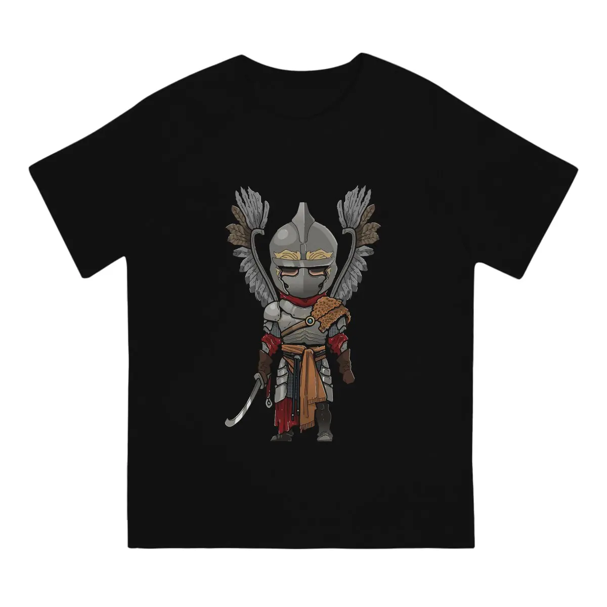 Vintage Polish Warrior T-Shirt for Men O Neck T Shirts Winged Hussar Short Sleeve Tees Printed Clothing