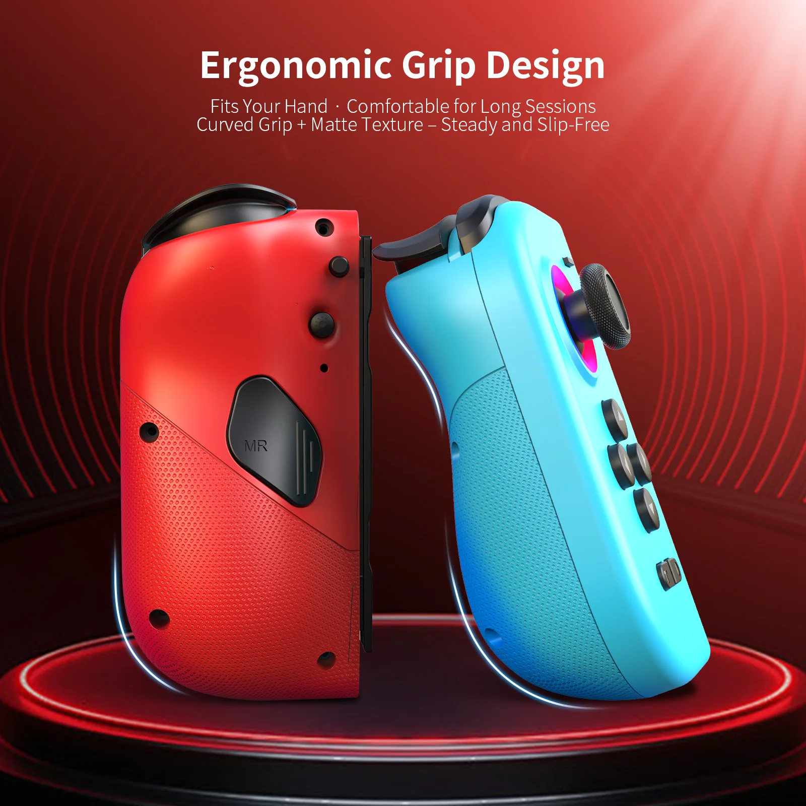 Joy-Pad sans fil pour Nintendo Switch/OLED/Lite/PC, Joystick à effet Hall RVB, boutons de micro-interrupteurs, gyroscope/Turbo/Vibration 6 axes