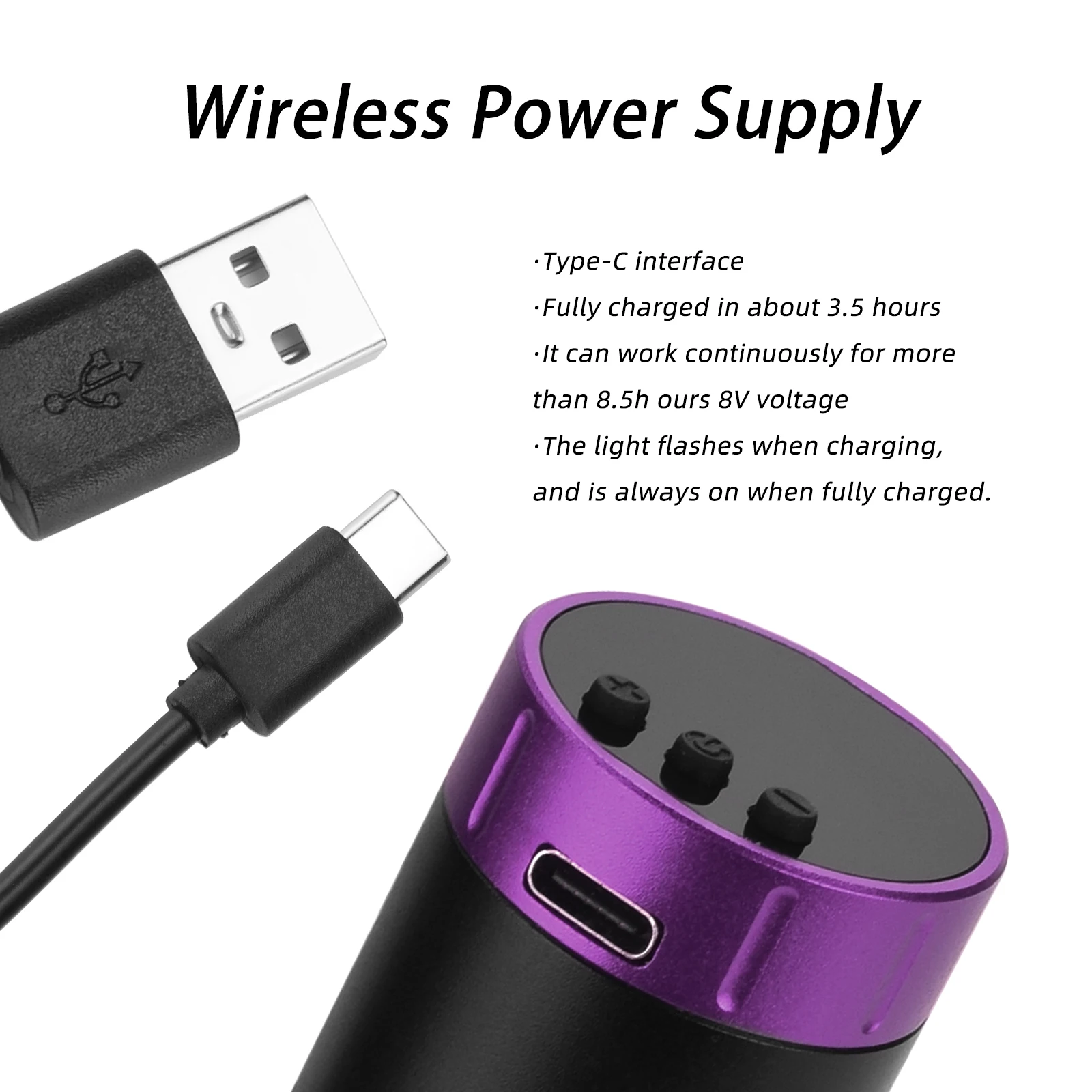 1500m Mini Wireless Tattoo Battery Power Supply RCA USB Interface For Rotary Machine Accessories Fount Adapter Fast Chargering