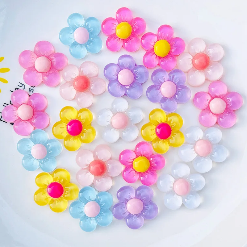 5pcs miniso anime flower cartoon resin flatback cabochons for diy jewelry making handmade crafts materials