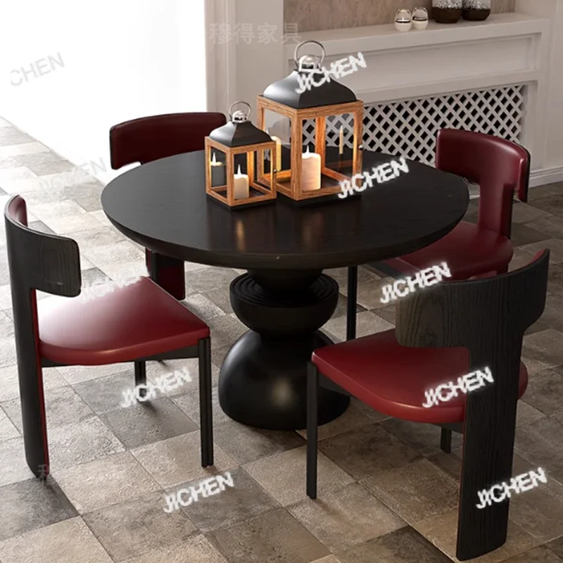 

HS Base Nordic Кухонный стол Стулья Черный Европейский Итальянский Круглый Обеденный Стол Центр Ресторан Дизайн Mesa Comedor Домашняя Мебель