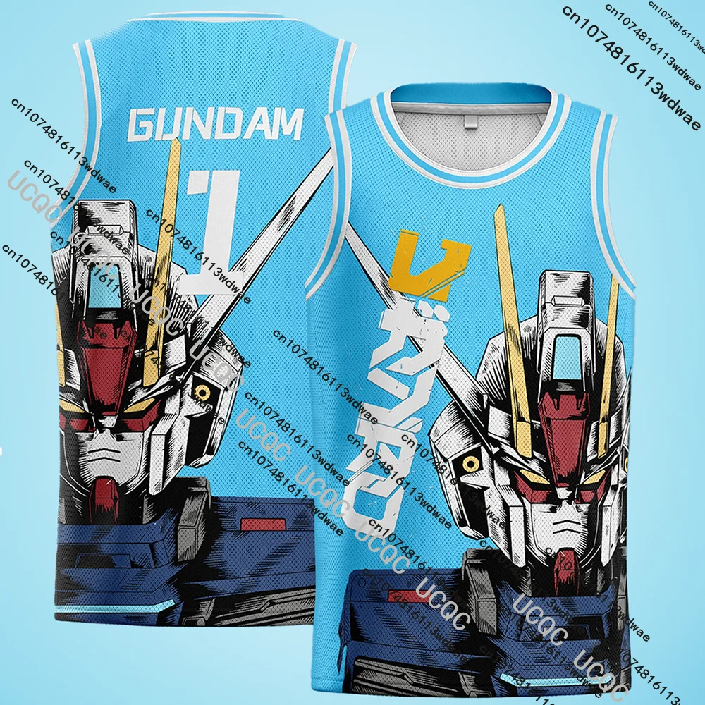 حار بيع 2025 Gundam أنيمي تانك القمم رجل Gundam نموذج تأثيري ثلاثية الأبعاد طباعة التدريب عادية تنفس الرياضة طفل كرة السلة سترة