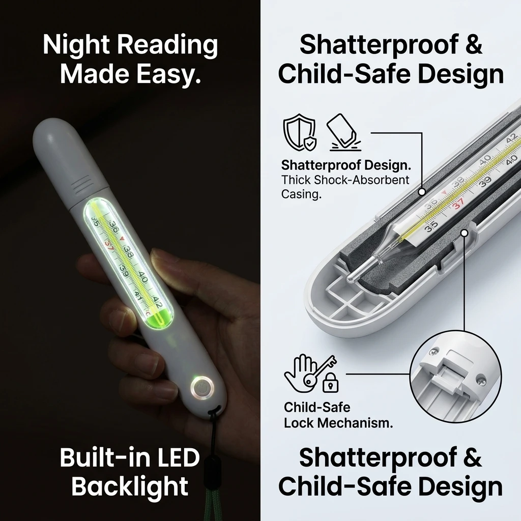 Glass Thermometer Protective Cover for Baby Mercury Thermometer Shatterproof Drop-Proof Silicone Sleeve Kids Household