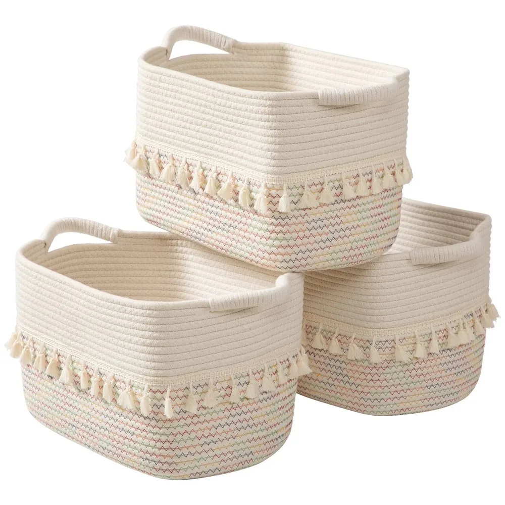 3-Pack Woven Cotton Rope Storage Baskets 1