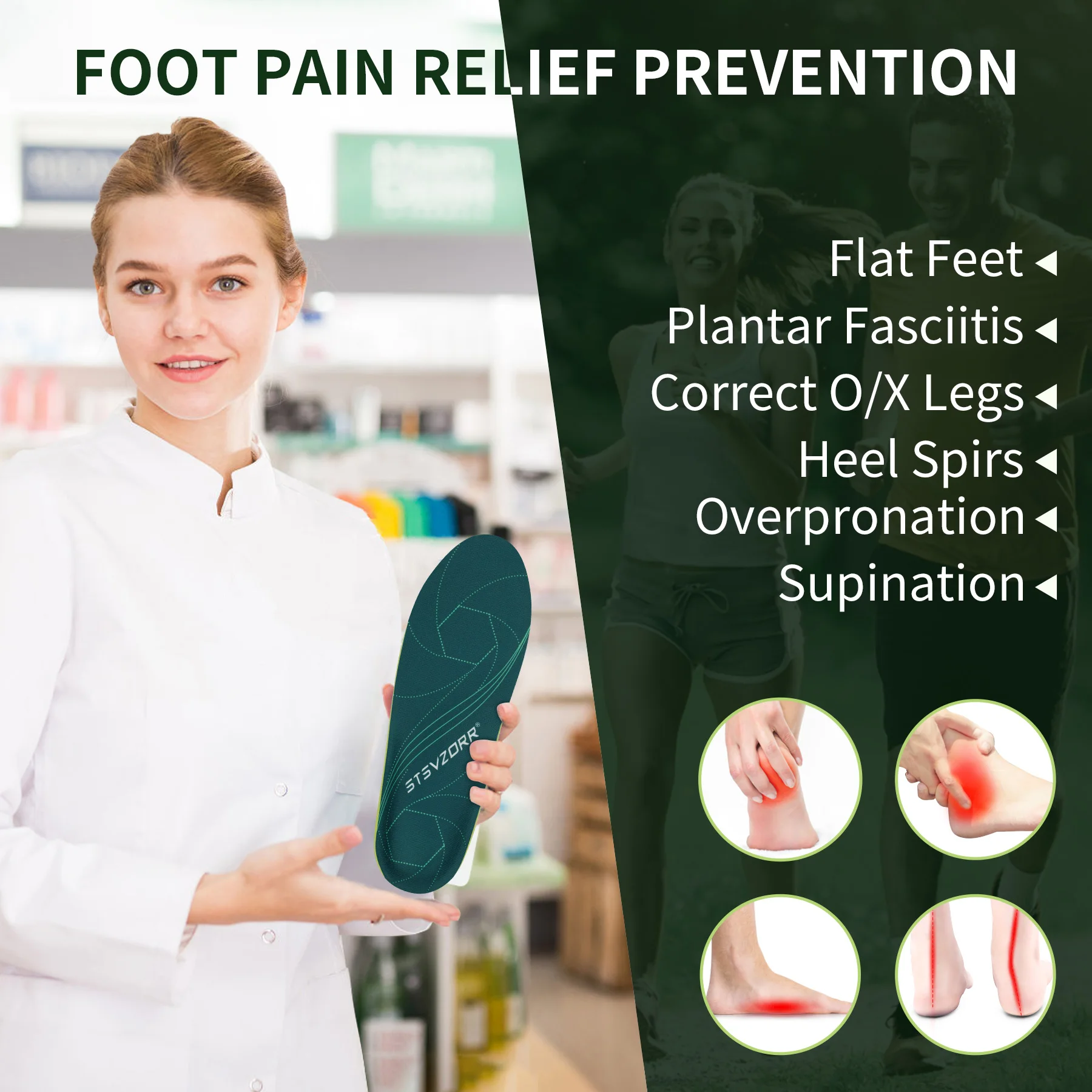 Orthopädische Sport-Einlegesohle für Plantarfasziitis, für Männer und Frauen, Sneaker, Plattfüße, hohe Fußgewölbestütze, orthopädische Einlagen, Plantillas-Einlegesohle – Detail 5