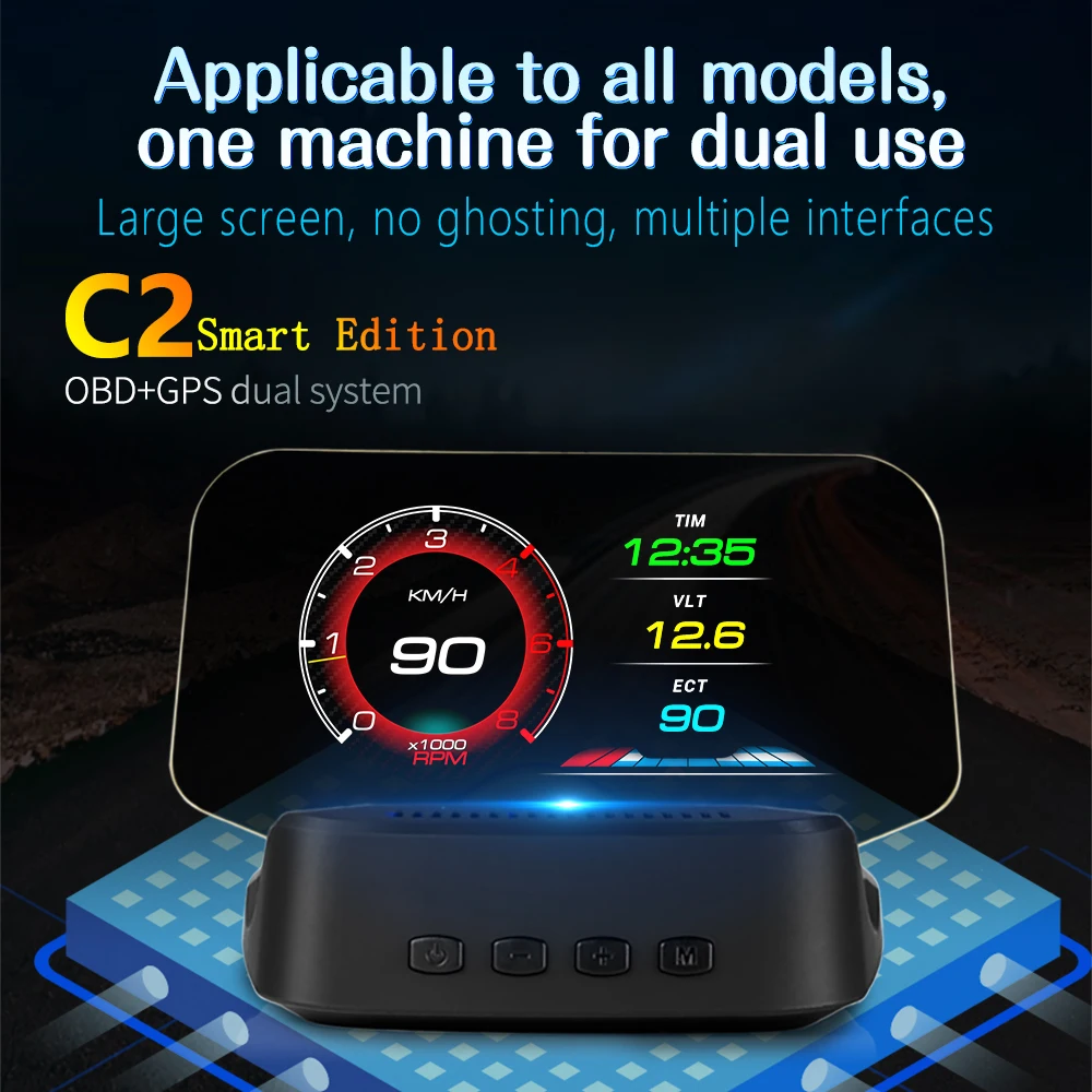 

C2 GPS Speedometer with navigation with 3.5" LED Screen Universal Fitment OBD2 Installation Multi-Alarms 2-Year Warranty