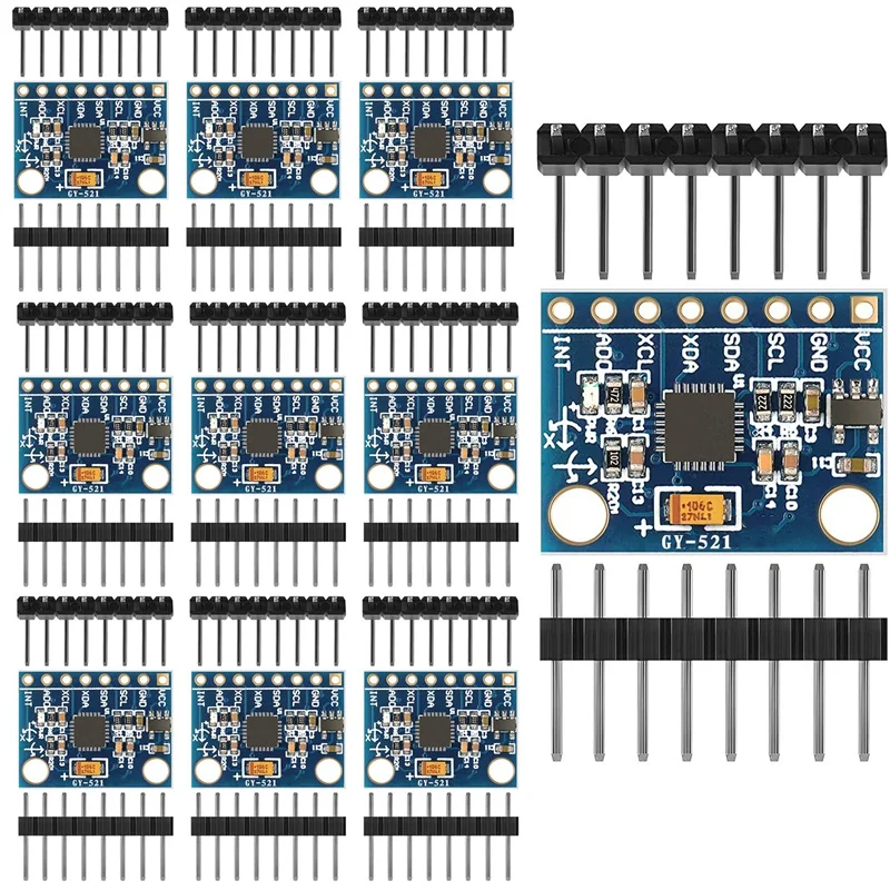 10 pièces GY-521 MPU-6050 MPU6050 Tech, accéléromètre 3 axes 6 DOF capteur gyroscope Tech Kit 16 bits convertisseur AD