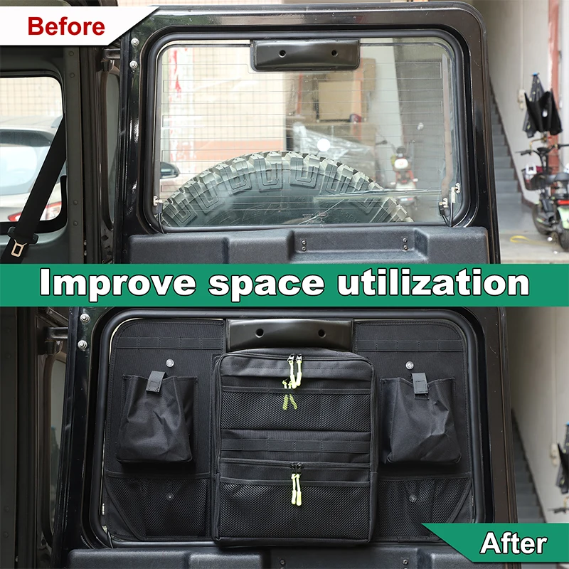 

For Land Rover Defender 90 110 2004-2018 Oxford Cloth Black Car Rear Window Bag Storage Bag Organizer Car Interior Accessories