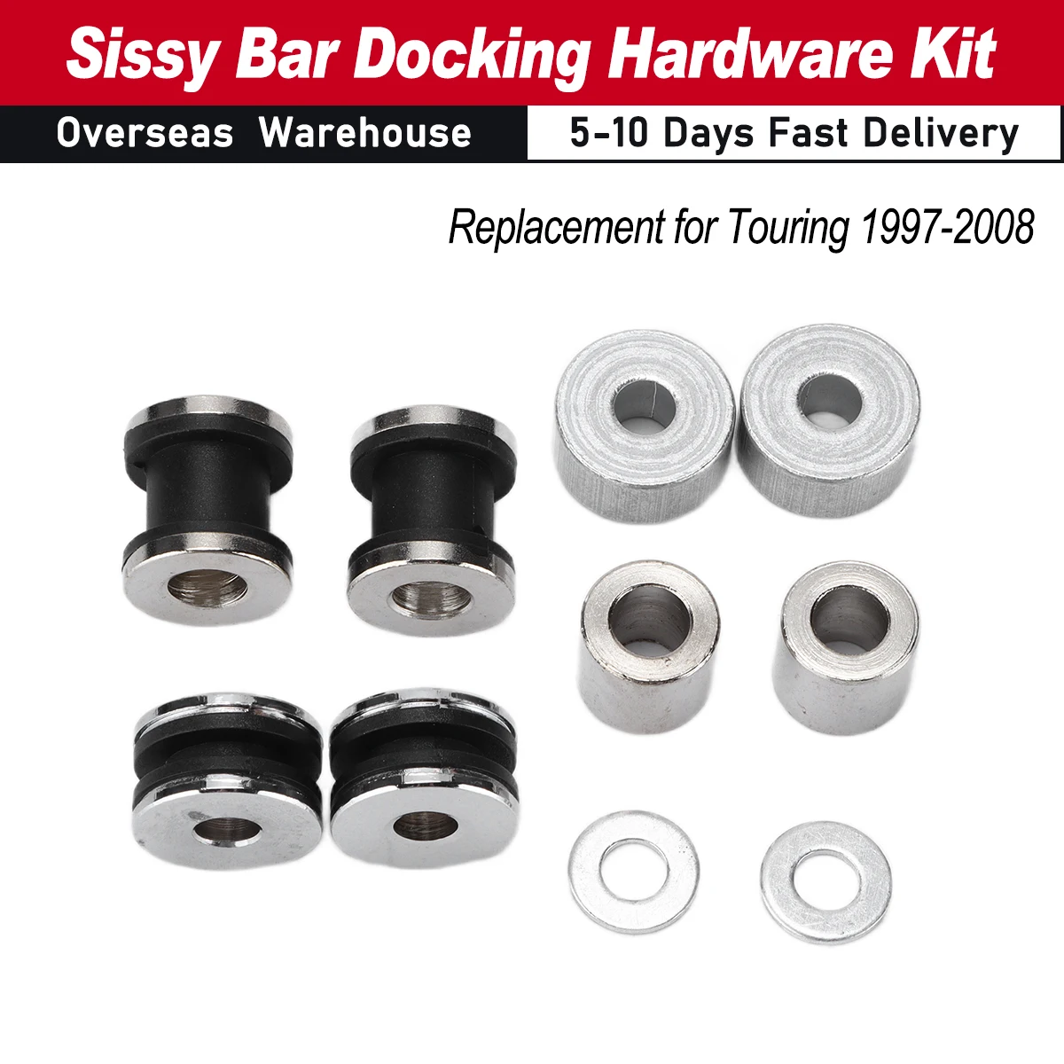 Detachable Sissy Bar Docking Hardware Kit Motorcycle Parts Replacement for Touring 1997‑2008 Sissy Bar Docking Hardware Kit