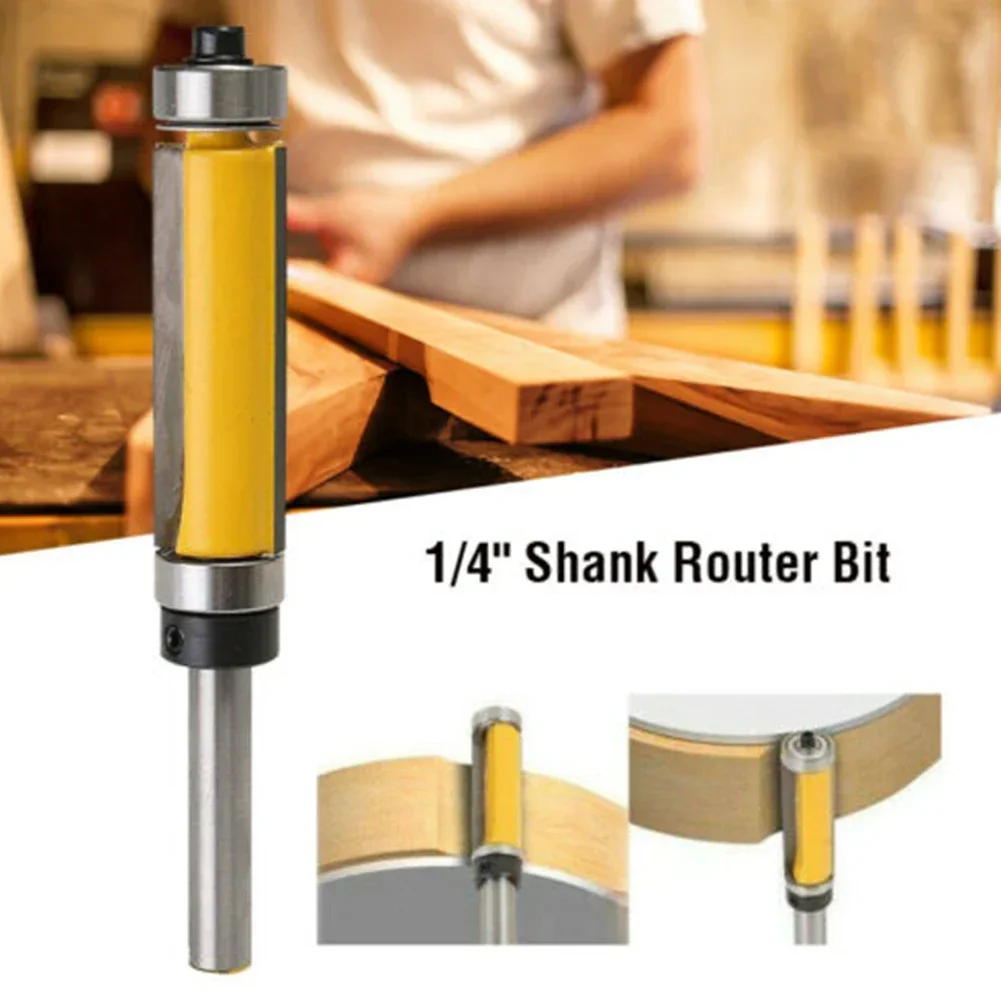 ALLGOOD 1/4inch Shank Template Flush Trim Router Bit Top & Bottom Ball Bearings Woodworking Tool Wood Milling Trimming Boring Cu