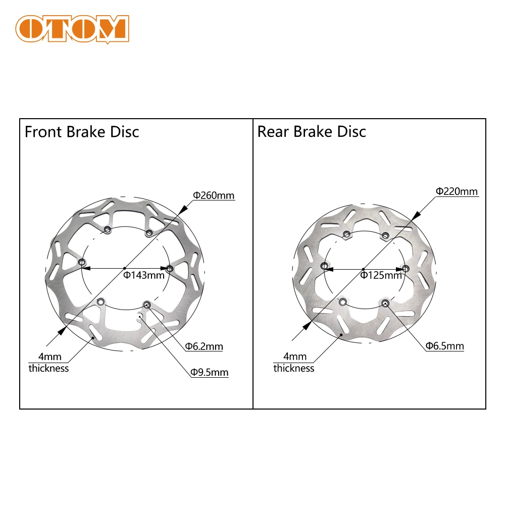 OTOM Front Rear Brake Disc Rotors 6 Hole Steel Disk 260/220MM For KTM 1994-2022 HUSQVARNA HUSABERG GASGAS Motorcycle Accessories