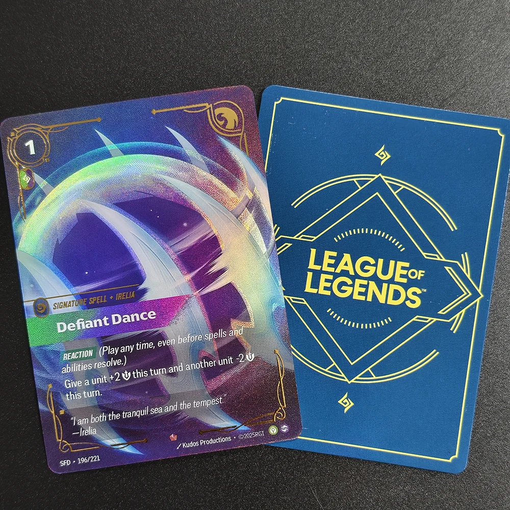 Cartão de Feitiço Assinado Proxy Riftbound League of Legends Trading Card Game Spiritforged SFD Defiant Dance 196/221