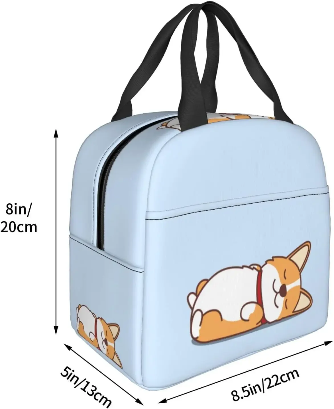 Cute Welsh Corgi Puppy Lying on Back Insulated Lunch Box Reusable Lunch Bags Meal Portable Container Tote for Travel Work Picnic