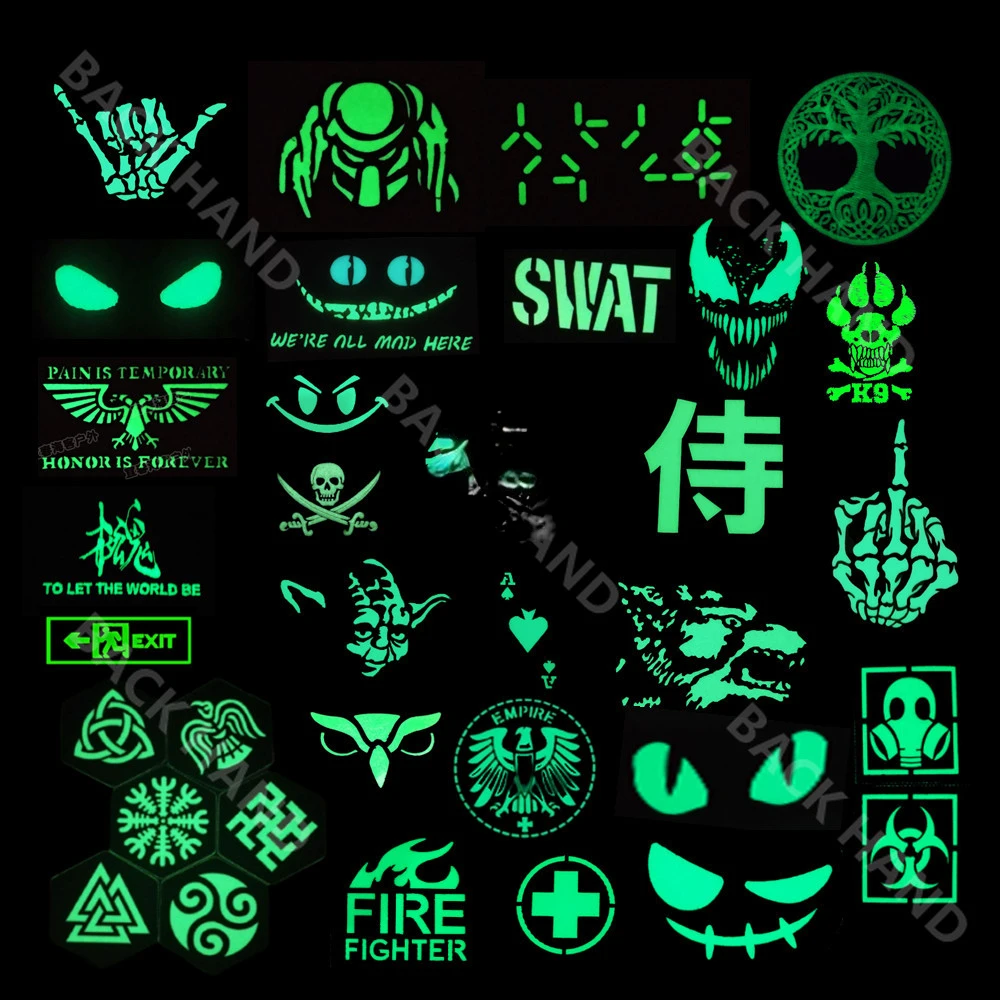 Viking Glow in the Dark Patch Cats Eye Medic First Aid Military Operations Armband Tactical Sniper Badge Glow in the Dark Patch