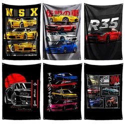 3x5 Ft JDM Car Flag Polyester Digital Printing Banner for Garage Wall Art Out Door Decoration With Brass Grommets