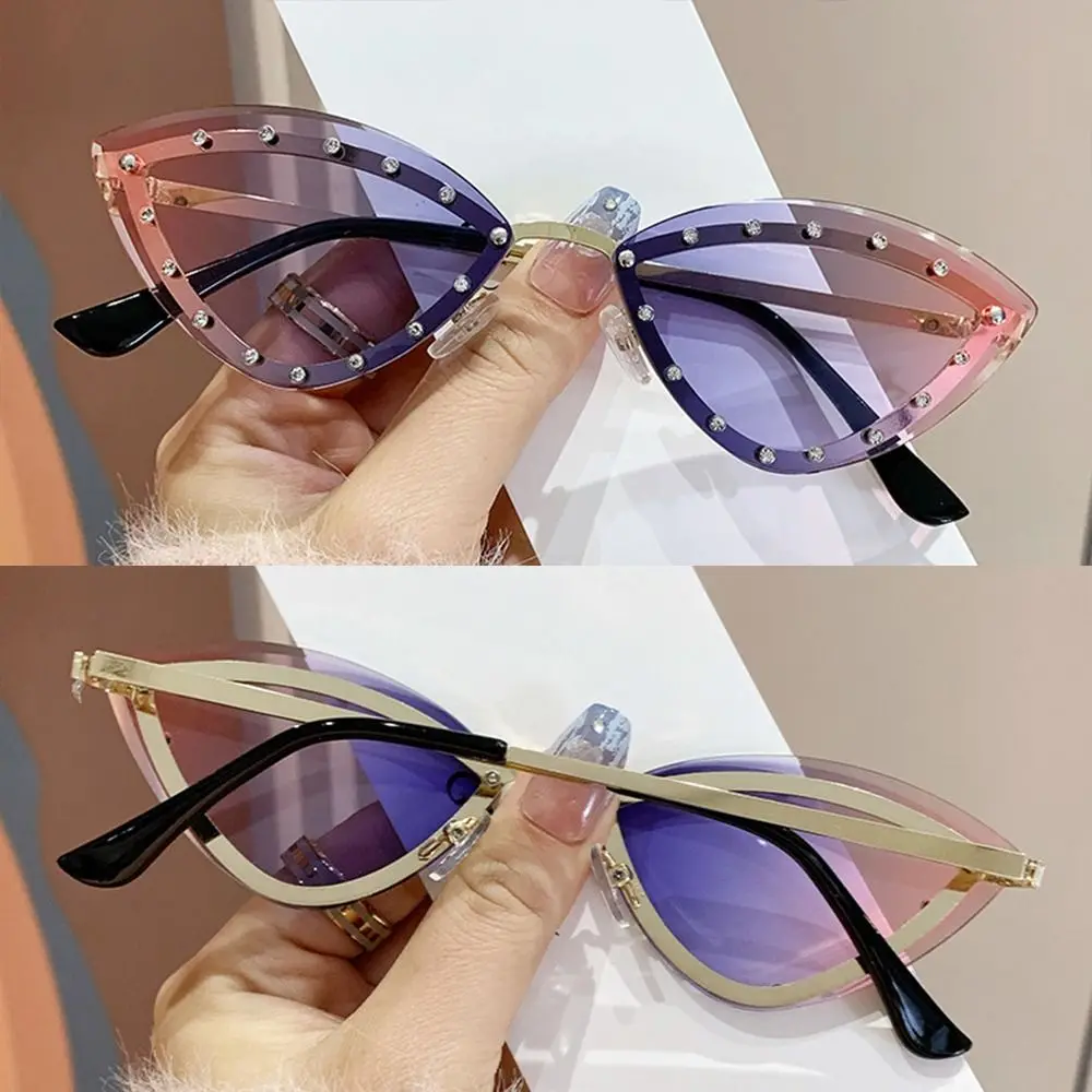 موضة التدرج عين القط النظارات الشمسية جديد أنيق UV400 حماية نظارات شمسية للحفلات متعدد الألوان بدون شفة ظلال للنساء والرجال