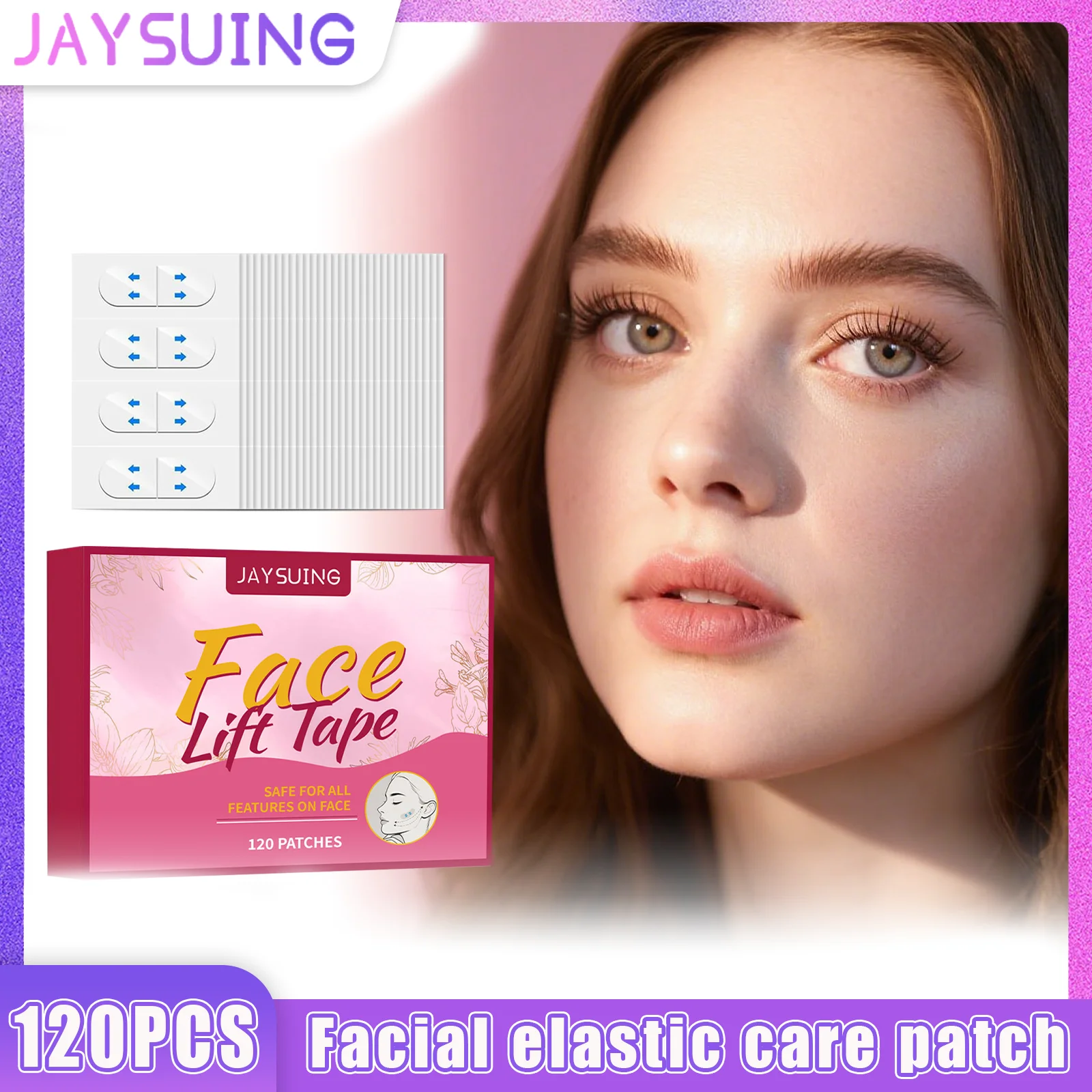 Nastro per il lifting del viso Patch per il sollevamento a forma di V invisibile ad alta elasticità per il sollevamento Stringere il viso Collo Mento Occhi Strumento per la cura della pelle del viso