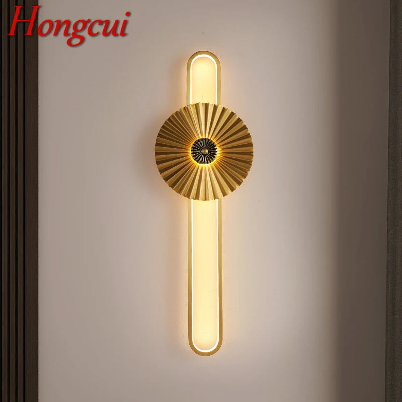 

Hongcui Brass Wall Lamp LED Modern Luxury Sconce Light Interior Decoration Household Bedroom Bedside Living Room Corridor