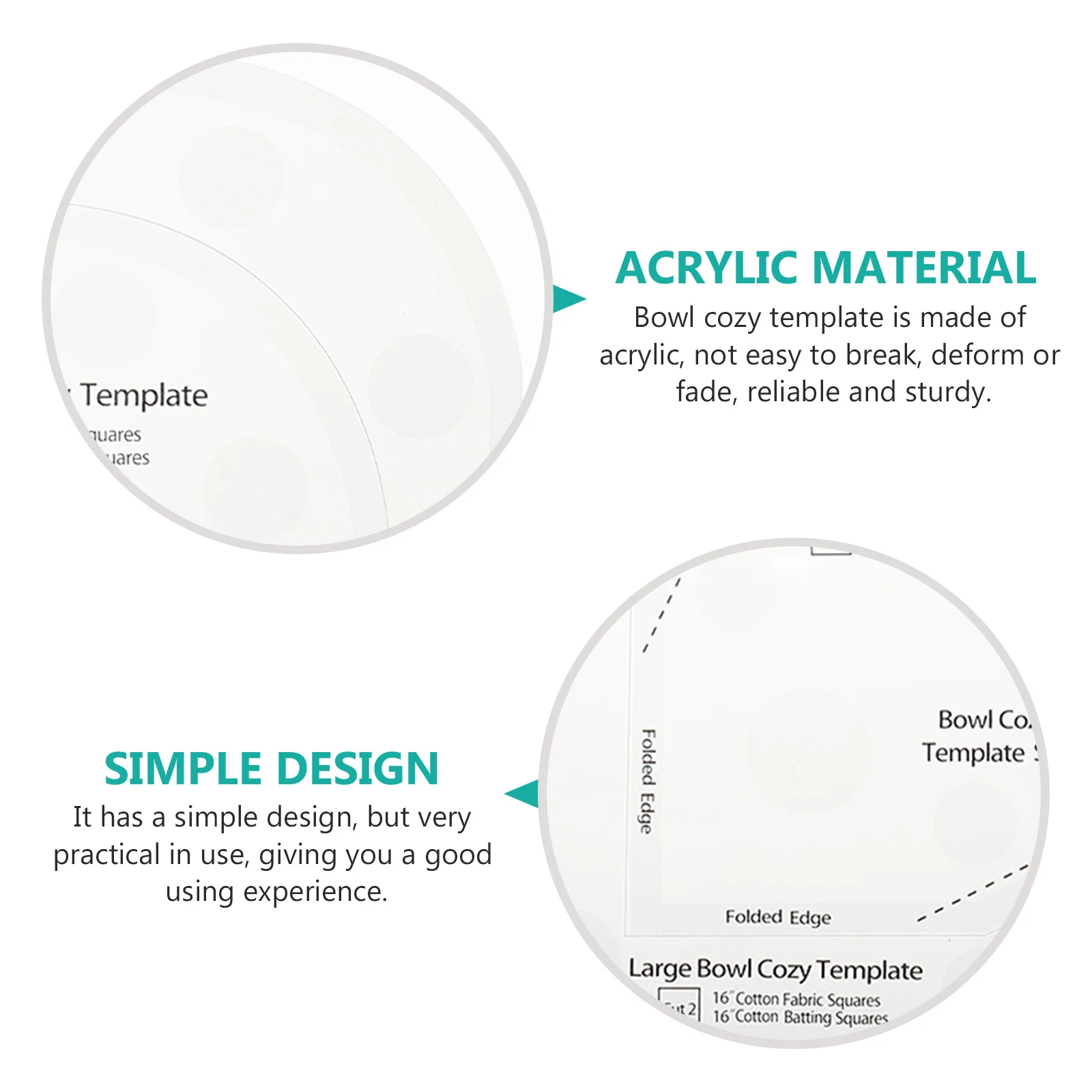 

3Pcs Bowl Mat Patchwork Ruler Acrylic Template DIY Sewing Supplies Sturdy Reliable Bowl Cozy Template Patchwork Tool