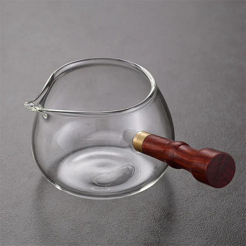 300ml Removable Side Wooden Handle High Borosilicate Glass Fair Cup Tea Dispenser Chahai Kung Fu Tea Set Accessories Teaware