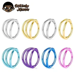 ASTM F136 Titanium 3 Layer Hinged Septum 16G 18G Nose Ring Nose Piercing Helix Cartilage Tragus Earrings Piercing Body Jewelry