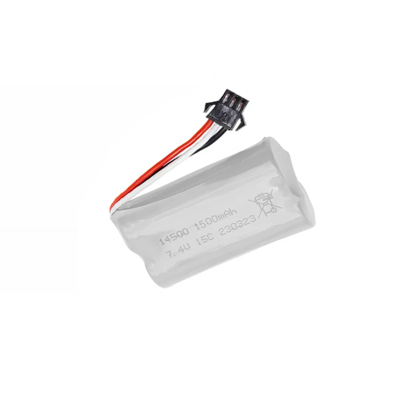 7.4V 1500mAh 14500 lithium-ion battery/with SM3P plug/USB charger for water gun RC truck ship helicopter toy battery accessories