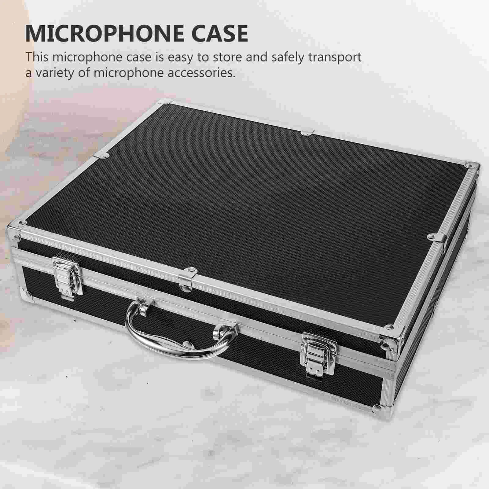 Microphone Carrying Organizer Microphones Case for Outdoor Travel Accessories Carrier with Handle Handheld Cases