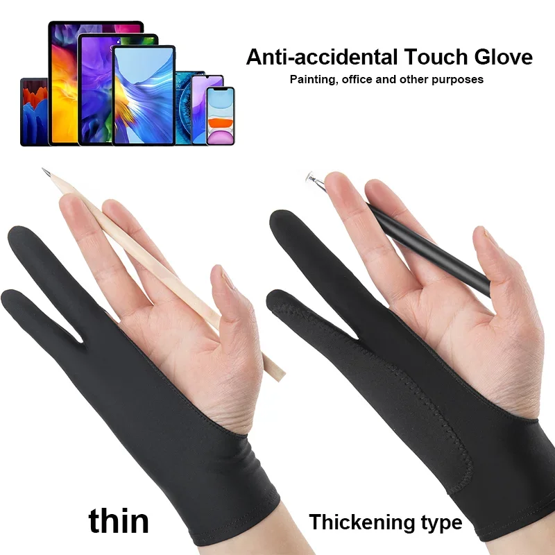 

Two-Finger Drawing Gloves Anti-touch Painting Gloves for iPad Tablet Digital Board Touch Screen Oil Painting Office Art Supplies