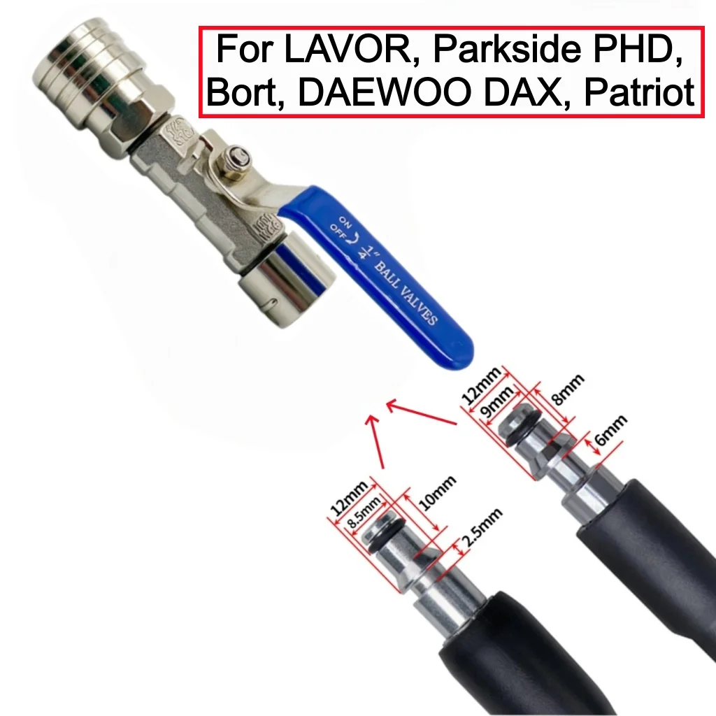 High Pressure Washer 1/4" Quick Connect With Valve For LAVOR, PARKSIDE PHD, WAP, DAEWOO DAX Hose Connector image 5