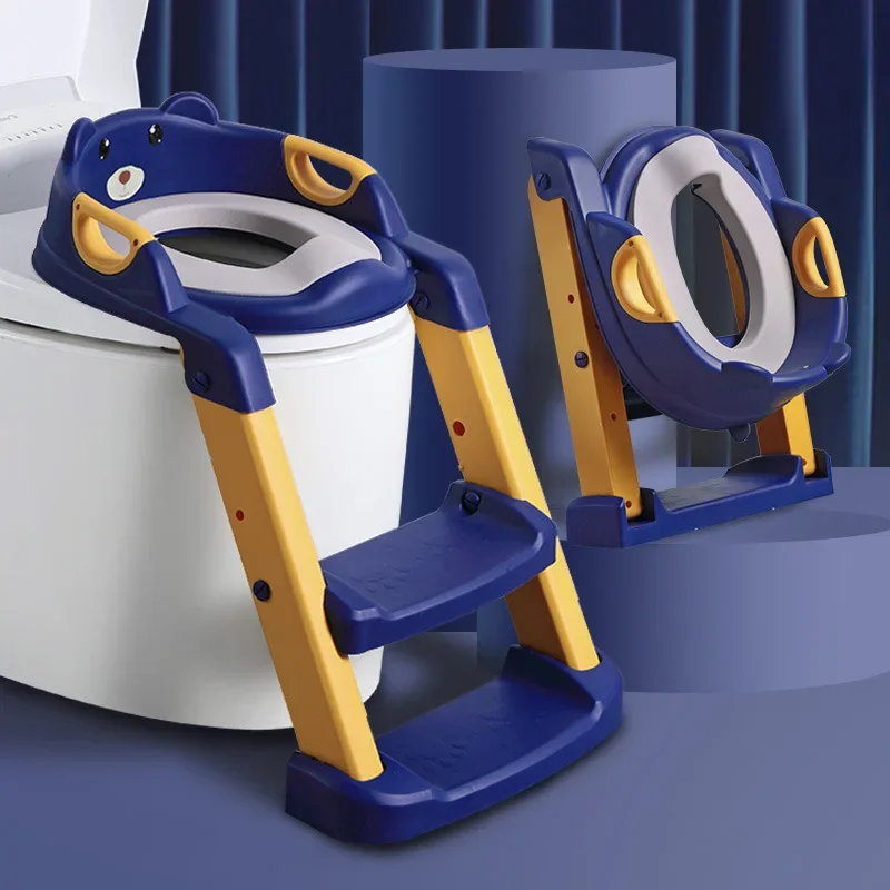 Adjustable Pedal Portable PP Toilet with Ladder Baby Putty Seat Foldable Kid Toilet Seat