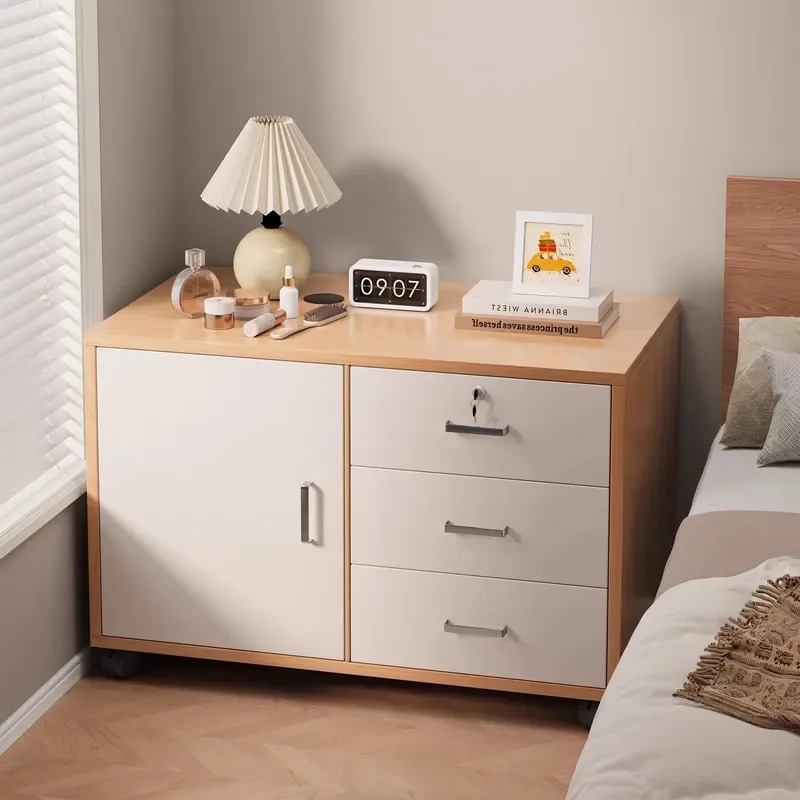 for Queen Bedside Table with Lock Simple Modern Bedroom Storage Cabinet Mobile Home Locker Rack